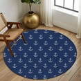 thumbnail image 3 of Navy Blue Anchor Round Rug 5ft Washable Circle Kitchen Rugs Non Slip Nautical Coastal Summer Ocean Ship Large Area Rug Indoor Floor Carpet for Bedroom Living Room Home Office Dining Room Nursery, 3 of 8
