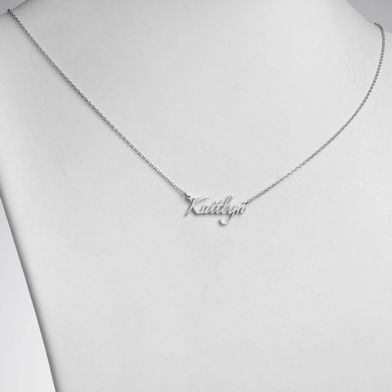 Personalized Planet Women's Sterling Silver or Gold over Sterling Petite Fancy Script Name Necklace