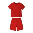 thumbnail image 4 of Tdoqot Boys Waffle Knit Outfit Sets- Short Sleeve Summer Casual Fashion Kids Ribbed T Shirts and Shorts Red Size 12, 4 of 8