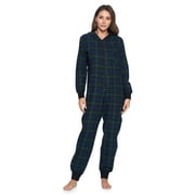 Ashford & Brooks Women's Flannel Hooded One Piece Pajama Union Jumpsuit