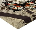 thumbnail image 2 of Butterflies Fitted Sheet, Harp Ornament and Butterflies Classic Musical Instrument Concert Theme, Decorative Soft Bedding All-round Elastic Pocket, King Size, Cream Orange Black, by Ambesonne, 2 of 3
