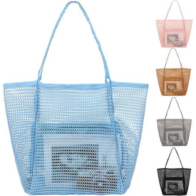 Mesh Beach Bag, Extra Large Beach Tote with Zipper Pocket Pool Bag for Cruise/Swim/Vacation Essentials