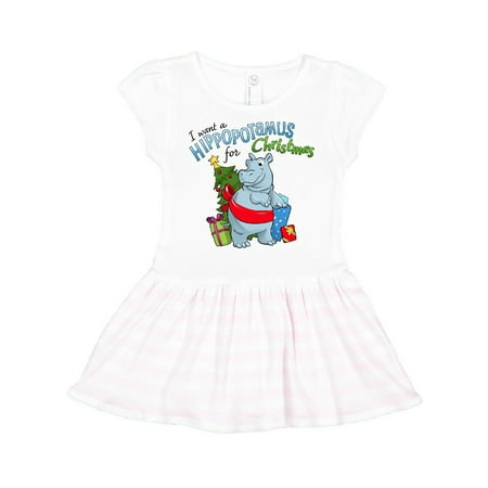 

Inktastic I want a Hippopotamus for Christmas Gift Toddler Girl Dress