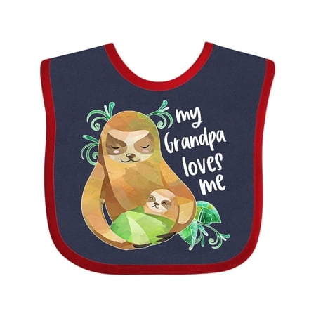 

Inktastic My Grandpa Loves Me Cute Sloth and Baby Gift Baby Boy or Baby Girl Bib