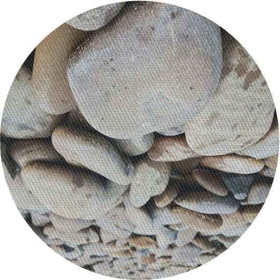 Ahgly Company Machine Washable Indoor Round Transitional Pale Silver Gray Area Rugs, 5' Round