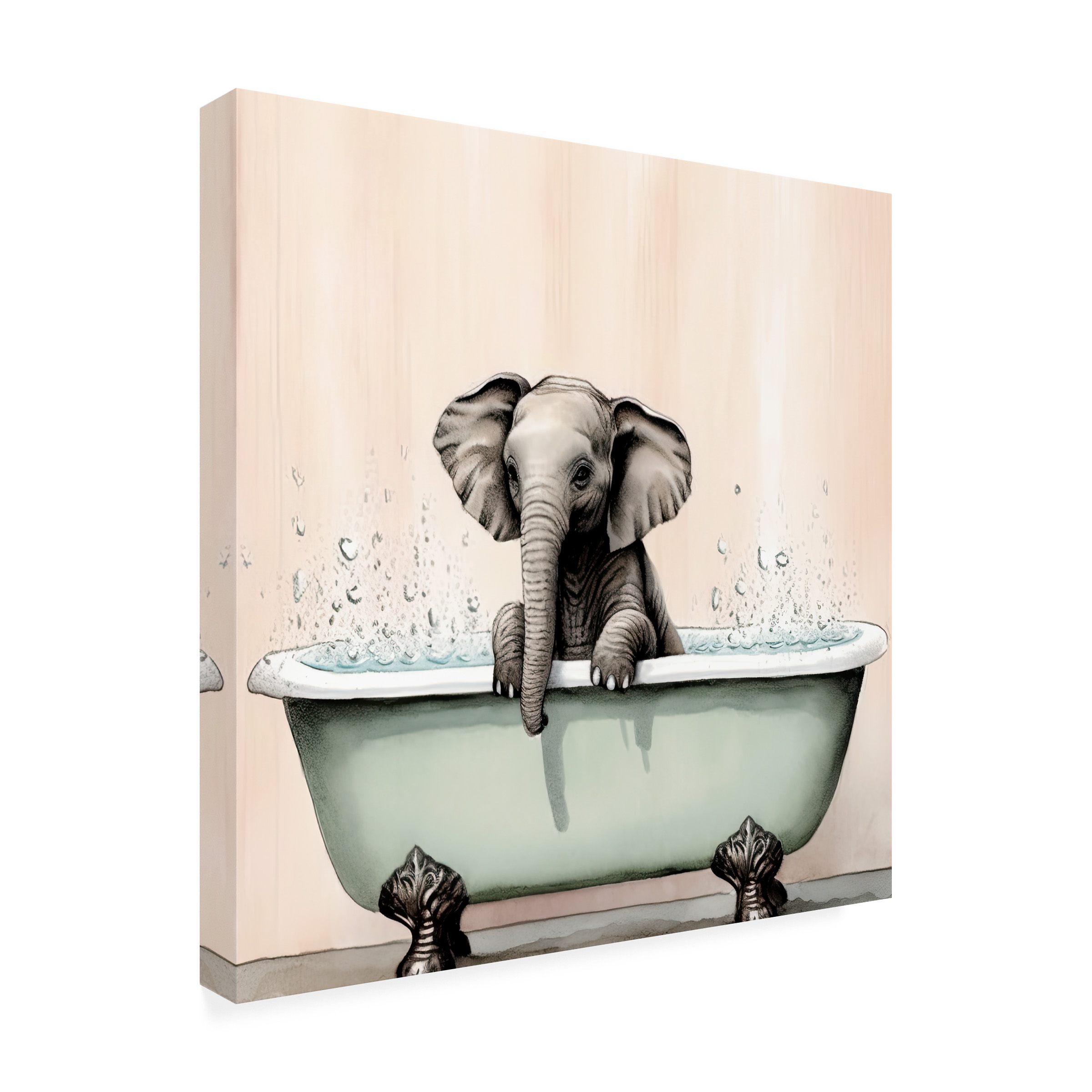 Canvas Wall Art - Sasha 'Bathtime 17' Wall Art for Living Room, Bedroom, or Office DÃ©cor by Trademark Fine Art - 18 x 18 Inches