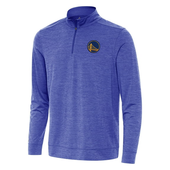 Men's Antigua Heather Royal Golden State Warriors Bright Quarter-Zip Top