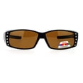 thumbnail image 1 of Womens Rhinestone Rectangular Polarized Fit Over Glasses Sunglasses Tortoise Black Black Brown, 1 of 4