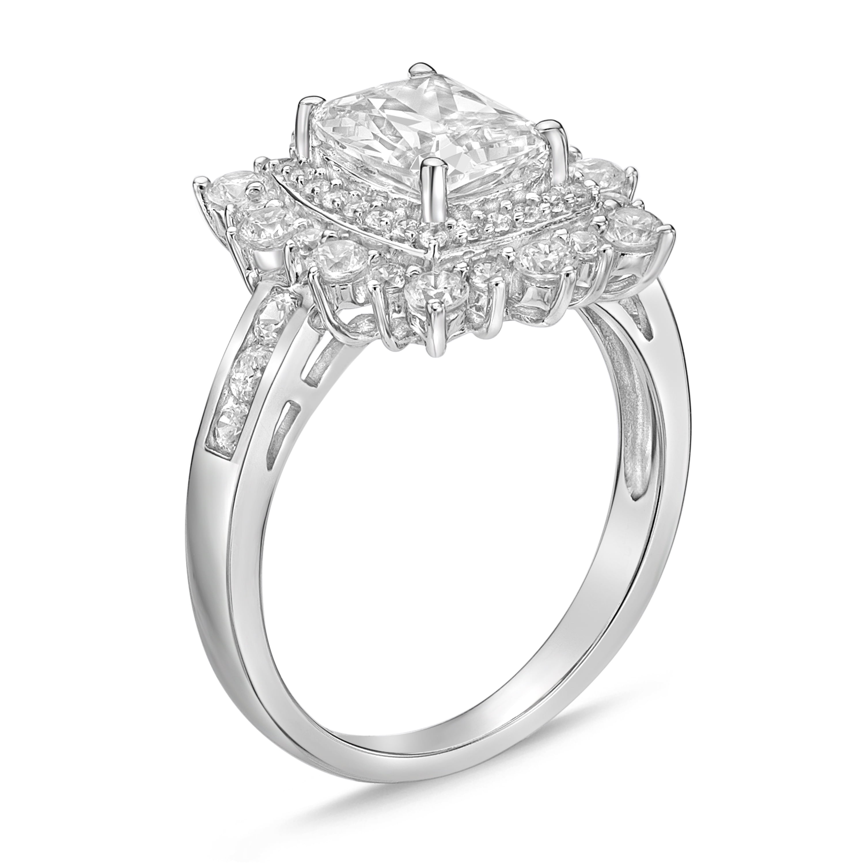 Sterling Silver Elongated Cushion Simulated Diamond Cocktail Ring