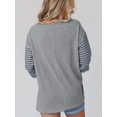 thumbnail image 6 of Women Long Sleeve Tops Oversized Trendy Round Crew Neck Casual Color Block Womens Shirts Blouses Blue-Gray XXL, 6 of 7