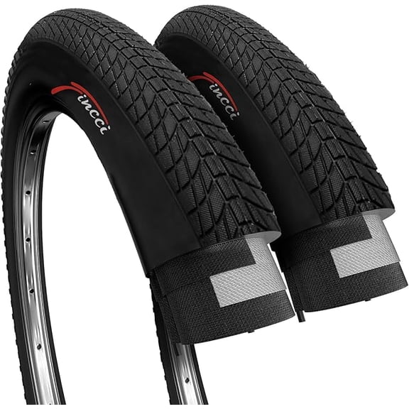 Fincci 20x1.75 Bike Tires (47-406) Foldable with Knobby Tread for BMX and City Bikes, 2-Pack