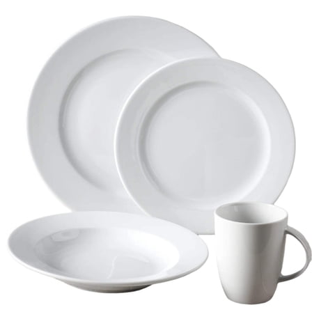 European White Rim Dinnerware 4-Piece Set For 1