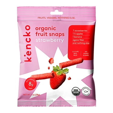 Kencko Strawberry Organic Fruit Snaps, Freeze Dried Fruit Snacks, 1 oz
