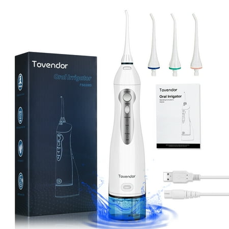 Cordless Water Flosser Dental Oral Irrigator Portable Electric Flosser for Oral Care, 300ML IPX7 Removeable Waterproof 3 Modes and USB Rechargeable Tovendor Professional Teeth Cleaner for Home Travel