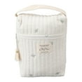 thumbnail image 1 of Bonita bolsa de pañales con estampado bordado y acolchado, de algodón, para cochecito de bebé, con cremallera, para biberones, toallitas, chupete y hojas., 1 of 14
