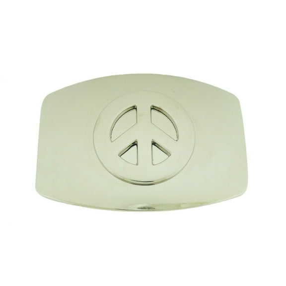 Peace Sign Belt Bucke Silver Metal Square Symbol Peace Not War Harmony Rodeo Western Texan Style