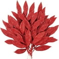 thumbnail image 4 of Raindrops Glittered Artificial Leaf Red Plastic 10Pcs 12.7X4X0.08In, 4 of 8