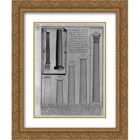 Doric Columns - Giovanni Battista Piranesi 2x Matted 20x24 Gold Ornate Framed Art Print 'Columns Doric, Corinthian and Tuscan (from Le Roy)'