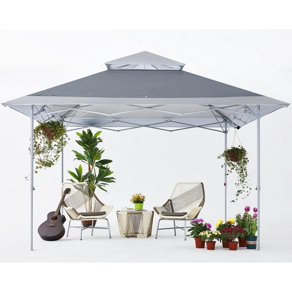 13x13FT Pop Up Canopy Tent Instant Canopy with Roller Bag, Two-Tone Gray