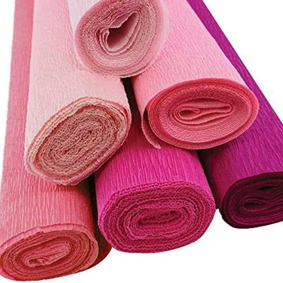 Premium Italian Crepe Paper Rolls - 8ft Length/20in Width (Shades of Pink)