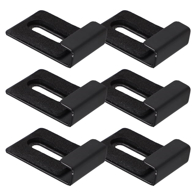 RENACLIPY 6Pcs Frameless Mirror Mounting Hardware Black Metal Clips with Protective Pads for Home Use