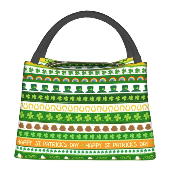Fotbe St. Patrick's day in green colors Bolsa Térmica Portátil con Estampado, Bolsa de Entrega de Alimentos Aislada, Bolsa Reutilizable de Gran Capacidad para Comidas y Supermercado