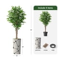 thumbnail image 3 of Artificial Tree in Geometric Pattern Planter, Fake Ficus Silk Tree for Indoor and Outdoor Home Decoration - 75" Overall Tall (Plant Pot Plus Tree), 3 of 5
