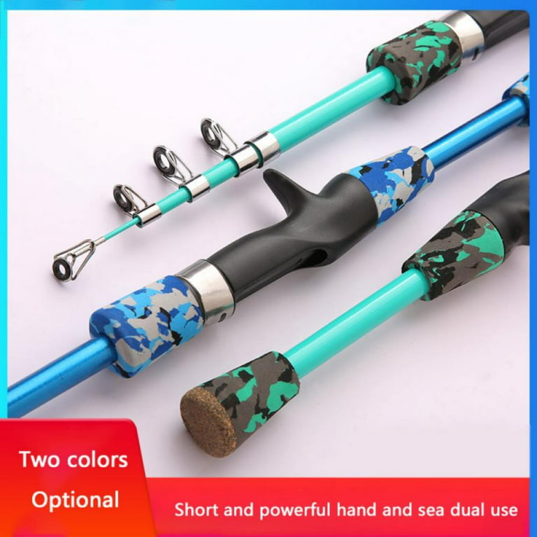 Telescopic Rock Fishing Rod Spinning Fly Carp Feeder Carbon Fiber 1.5m Portable Travel Fishing Pole for Bass Trout Fishing, Green