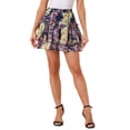 thumbnail image 1 of Faldas de volantes en capas florales para mujer INSPIRE CHIC, falda corta de gasa fluida de verano, color azul marino, 1 of 6