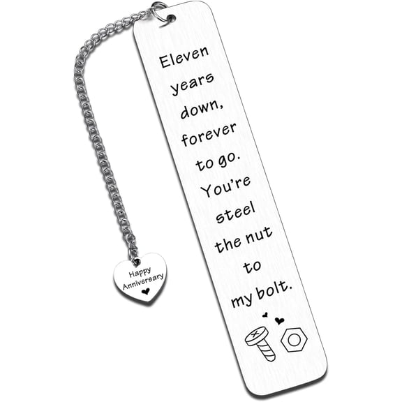 11th Year Anniversary Gift for Couple Him Her, Sweetest Day Gifts Bookmark for Husband Men, Steel Gifts for Fathers Day Anniversary Valentines, Wedding Register Keepsake for Women Men