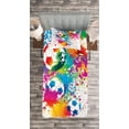 thumbnail image 3 of Ambesonne Soccer Quilted Bedspread Set 2 Pcs, Colorful Splashes Balls, Twin Size, Multicolor, 3 of 3