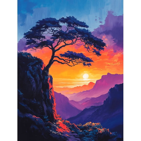 Sunset Mountain Landscape Canvas Art Prints, Suitable for Living Room, Hotel, and Restaurant Decoration.