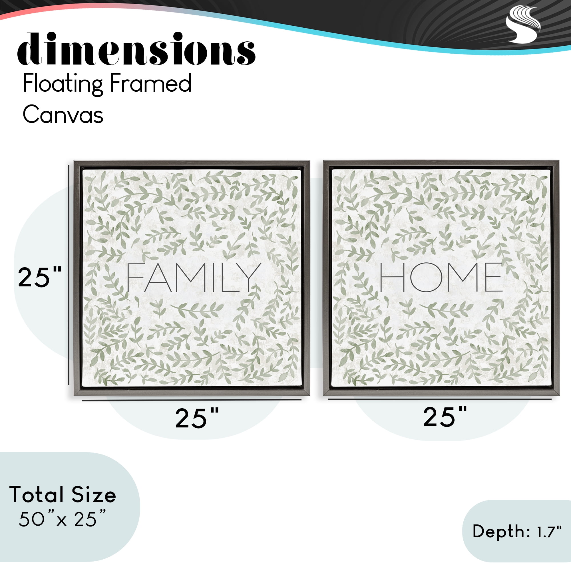 Stupell Industries Curved Ivy Sprigs Phrases 2 Piece Gray Framed Floater Canvas Set, design by SD Graphics Studio