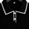 thumbnail image 6 of Fewfanhot Men's Ribbed Knit Collared Short Sleeve Top, Casual Button Placket Shirt with White Trim, Breathable Summer Tee Tops, S-2XL, 6 of 8