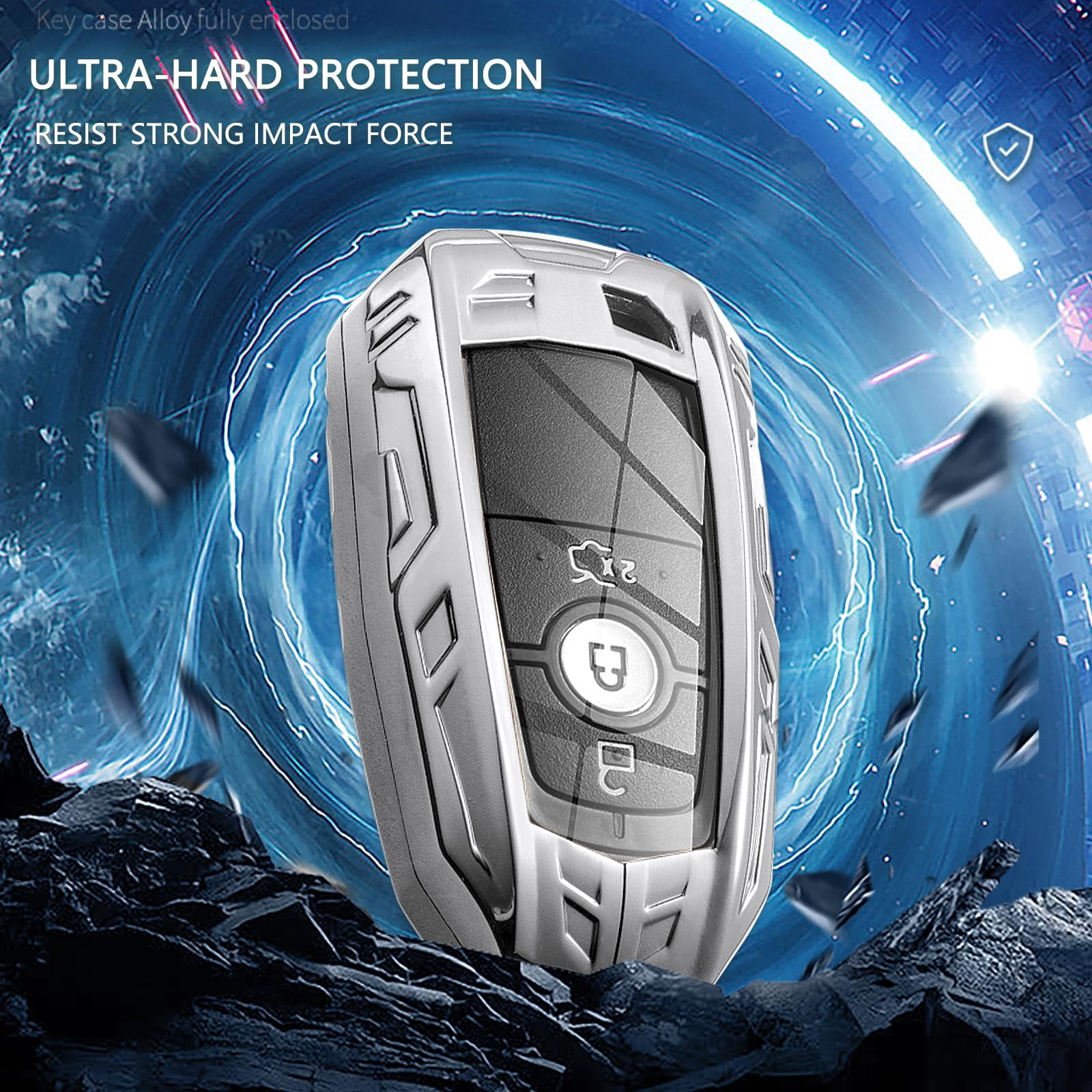 For Ford Key Fob Cover,Keychain,Zinc Alloy Protection Car Key Shell Case Compatible with Ford Holder Smart Remote Keyless Keyshell Accessories