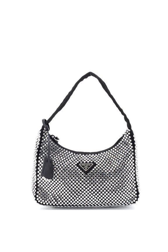 Pre-Owned Re-Edition 2000 Hobo Crystal Embellished Satin Mini By Rebag