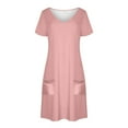 thumbnail image 3 of WRKEKC Summer Casual Dresses for Women, Womens T-Shirt Dresses, Women's Trendy Summer Loose Fitting Dresses Solid Color Short Sleeve V-Neck Casual Dress, 3 of 7