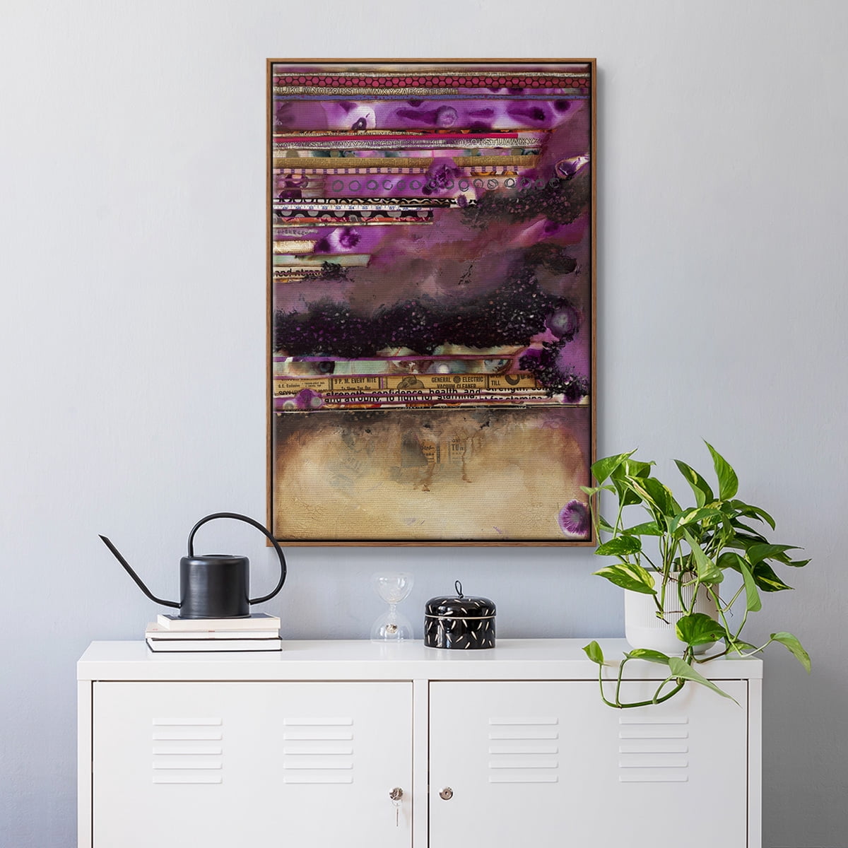 Fuschia on Fire Framed Premium Gallery Wrapped Canvas - Ready to Hang - 27 x 41 - Walnut Floating Frame