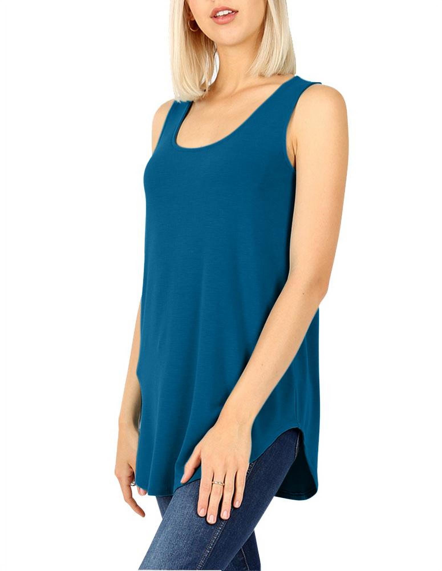 Womens Sleeveless Round Neck Relaxed Fit Tank Top