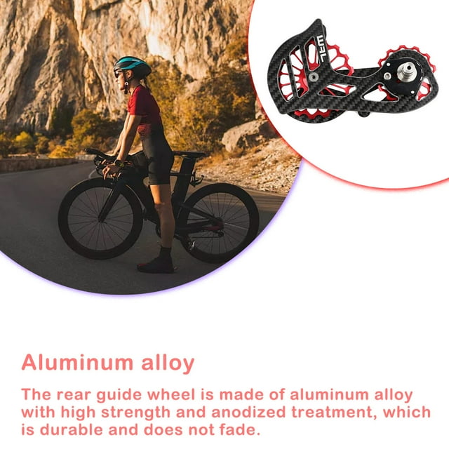 Oversized Ceramic Bearing Rustproof Pulley Rear Derailleur Cage Wear-resistant Hub Guide Wheel Kit Bike Accessories Outdoor Black/Red SD4