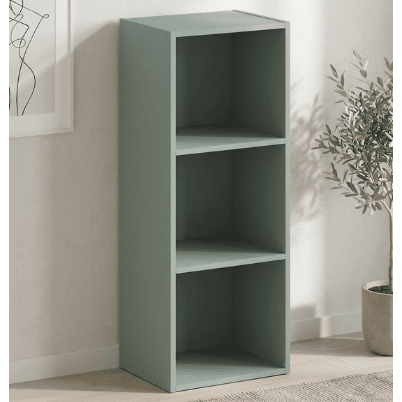 3-Cube Storage Organizer Bookcase with Open Shelves, Versatile Wooden Display Shelf and Standing Bookshelf for Kids Bedroom, Playroom, Home Office, Green