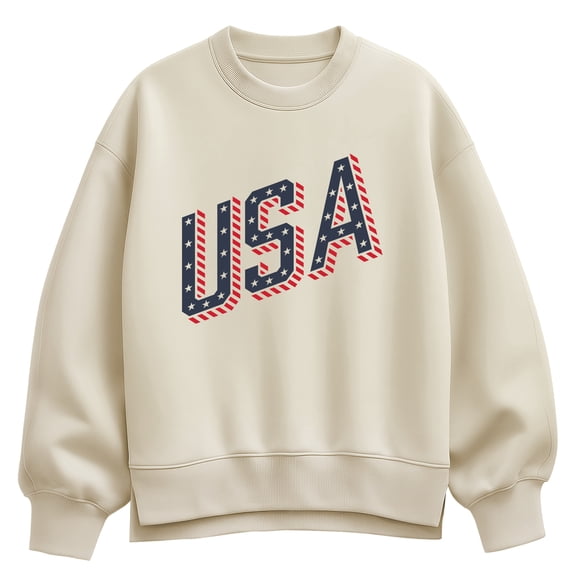 Instant Message - USA Letters Oversized Fleece Crew Sweatshirt