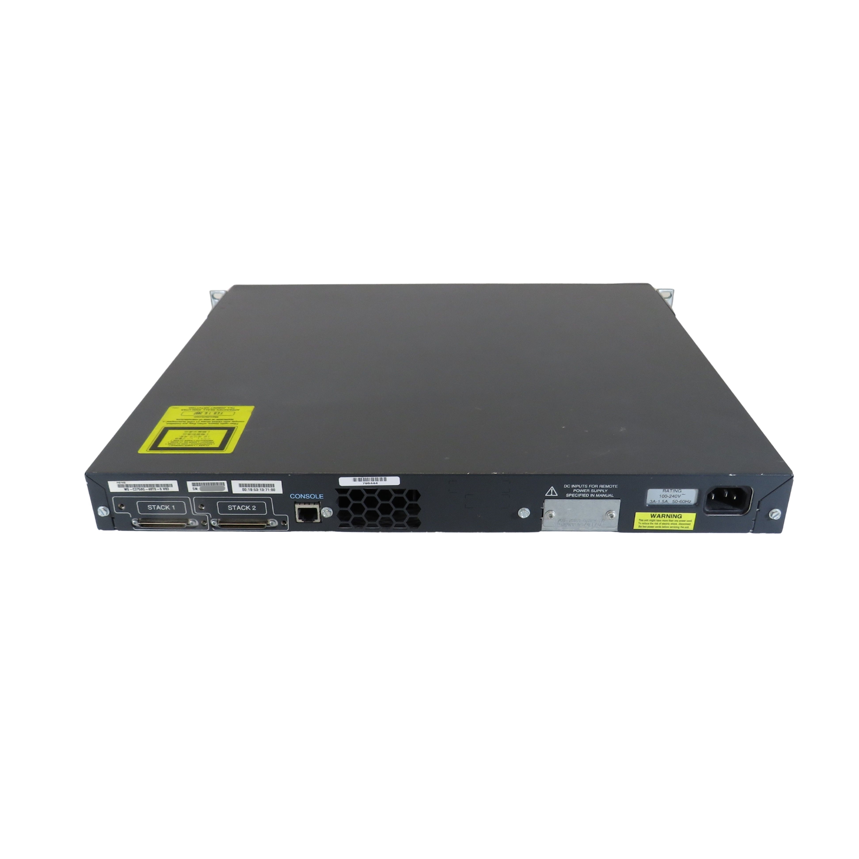 Pre-Owned Cisco WS-C3750G-48TS-S Catalyst 3750 48 10/100/1000T + 4 SFP Network Switch (Good)