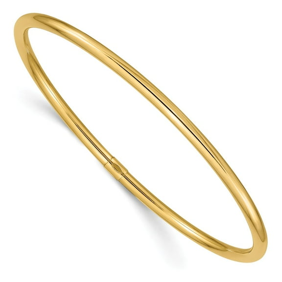 14K Yellow Gold bracelet Bangle 3 mm 3mm Polished Round Tube Slip-on