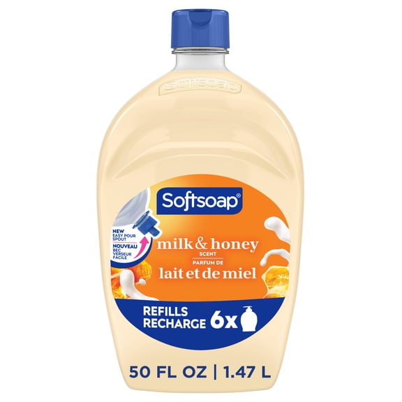 Softsoap Moisturizing Liquid Hand Soap with New Easy Pour Spout, Milk & Honey Scent, 50 fl oz Refill