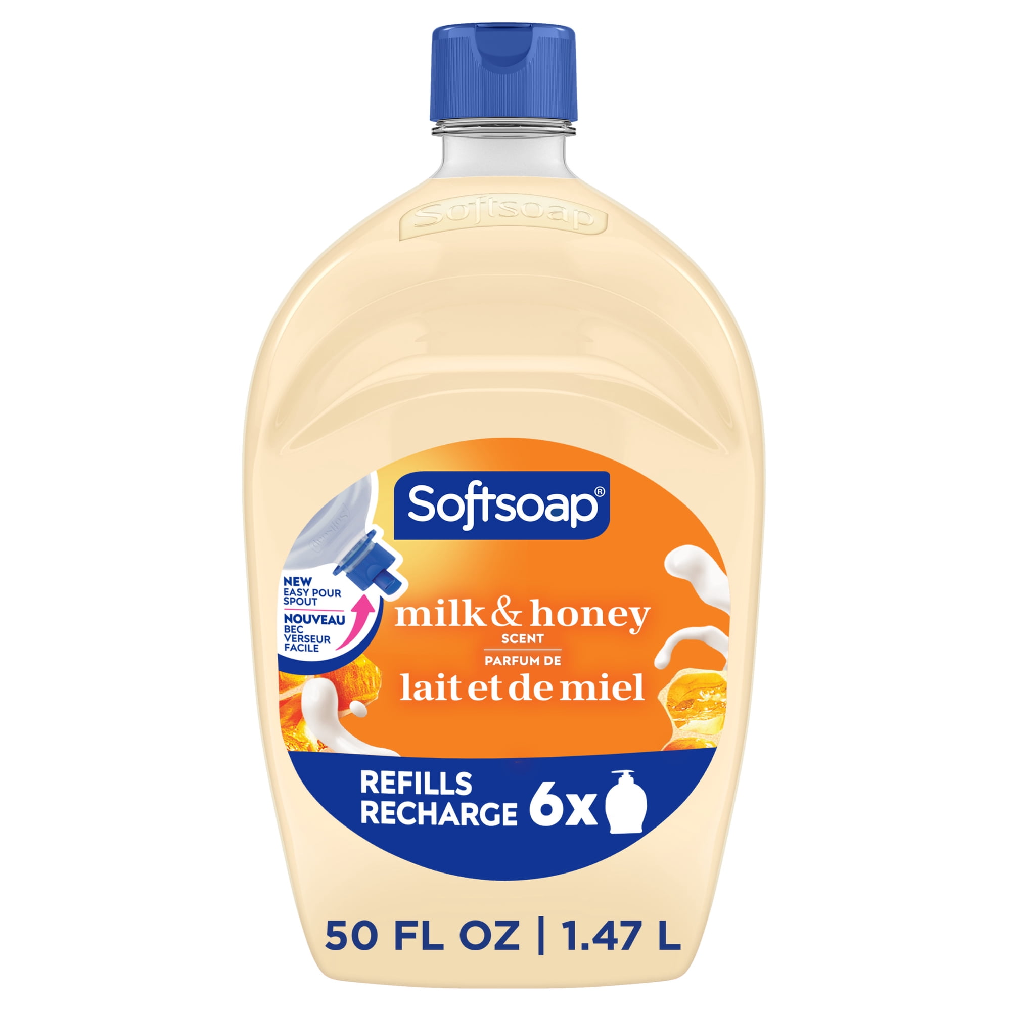 Softsoap Moisturizing Liquid Hand Soap with New Easy Pour Spout, Milk & Honey Scent, 50 fl oz Refill