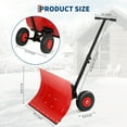 thumbnail image 3 of COZONY Pelle à Neige Robuste avec Roues, Lame en Acier Réglable 29 Pouces L X 16 Pouces H, Pousse-Neige Ergonomique avec Poignée Réglable en Angle et en Hauteur, Plaque Antidérapante Rouge + Poteaux Noirs, pour Allée et Trottoirs, 3 of 7