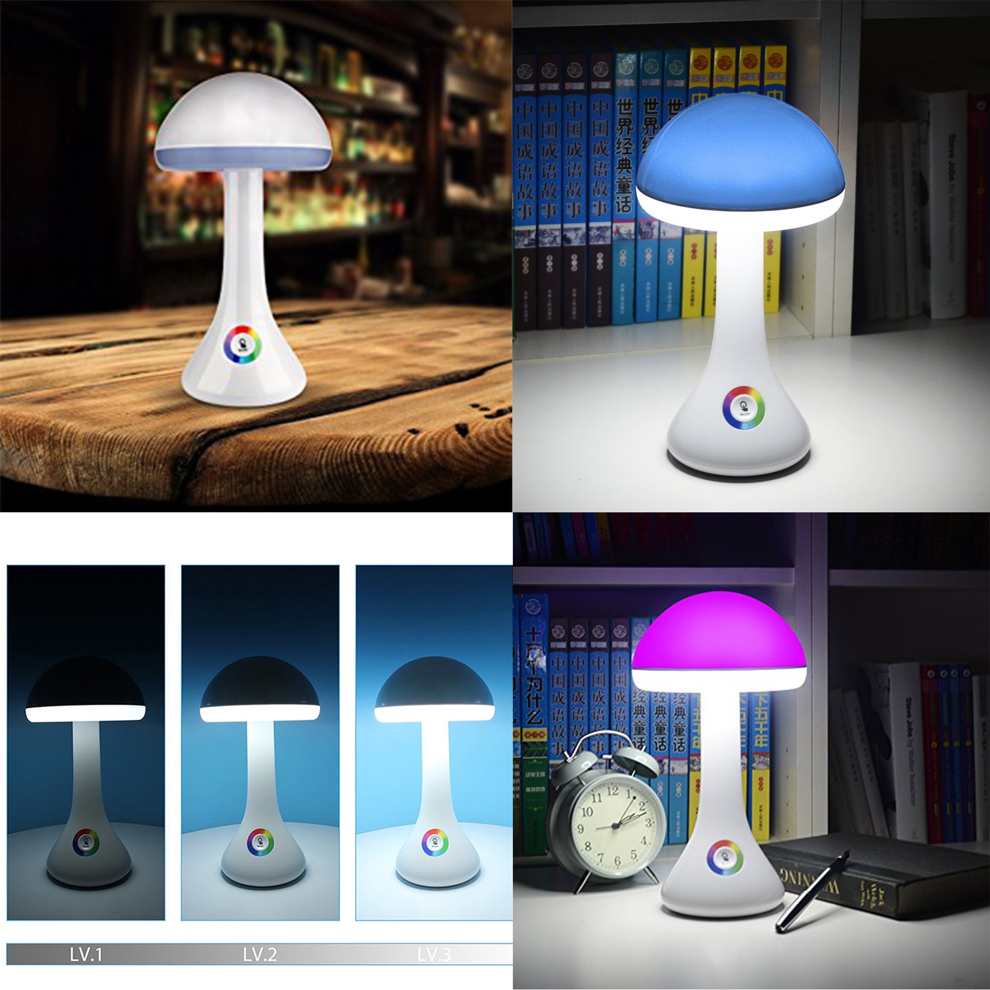 Living Color LED Desk Lamp, Touch Control Color Changing Base