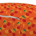 thumbnail image 3 of Fruits Pouf Cover with Zipper, Cherry Branches and Leaves Summer Eat Organic Food Motif Print, Soft Decorative Fabric Unstuffed Case, 30" W X 17.3" L, Burnt Orange and Multicolor, by Ambesonne, 3 of 5