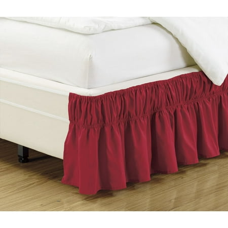 Elastic Wrap Around Wrap Around Elastic Easy Change Brushed Microfiber Ruffled Bed Skirt